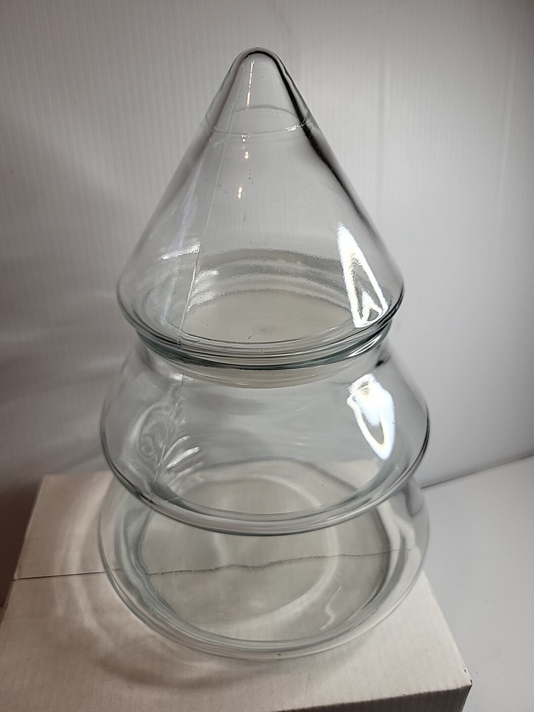 Anchor Hocking Clear Glass Christmas Tree Cookie Or Candy Container