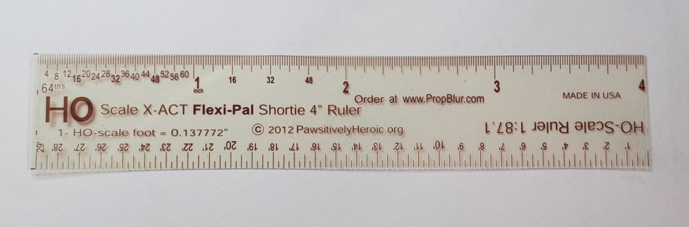 HO Scale Optical Comparator/Ruler FlexiPal See thru w/Sepia marks 4" Size Medium