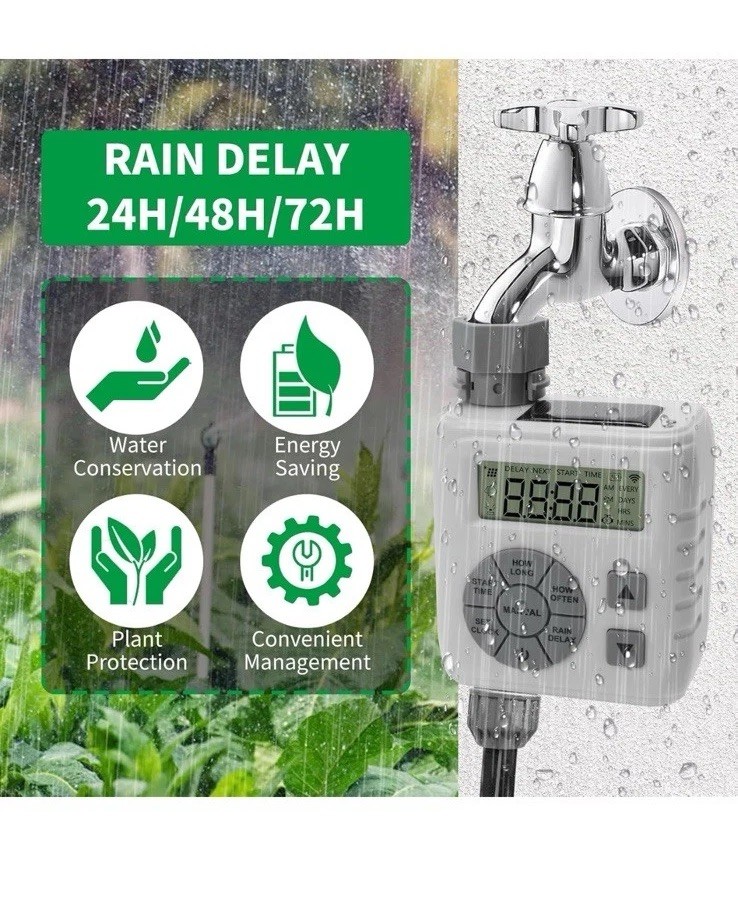 Sprinkler Timer, Programmable Irrigation Water Timer for Garden Hose, Solar/Batt