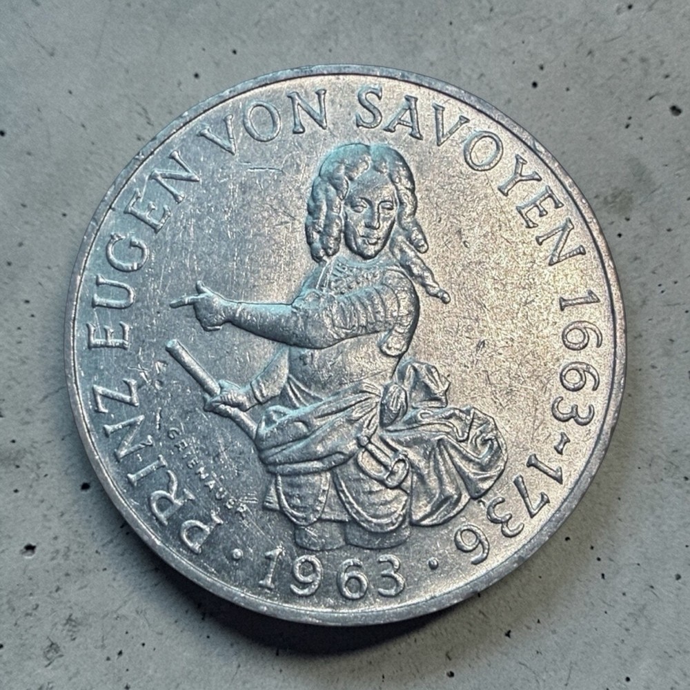 1963 🇦🇹 Austria 25 Schilling 80% Silver Prince Eugene.