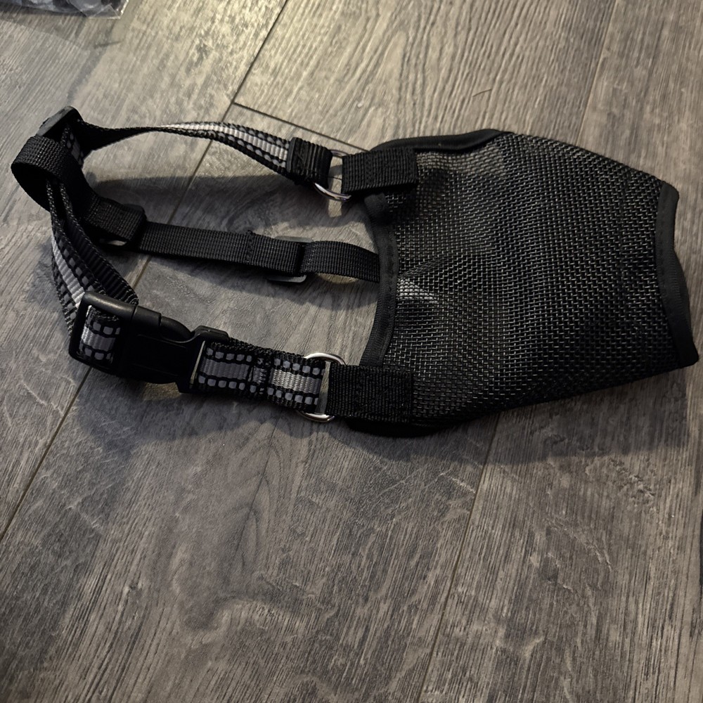 Breathable Mesh Dog Muzzle Black Adjustable Soft Training Anti Biting Barking