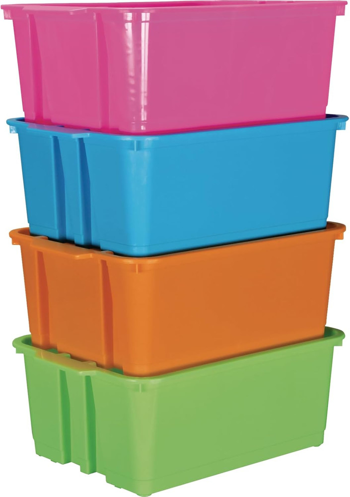 Classroom Stacking Bins - Neon - Set of 4