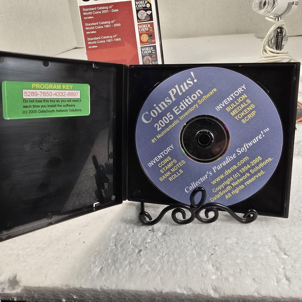 World Coins Standard Catalog 3 DVD Win Mac + CoinsPlus 2005 Microscope - AS-IS