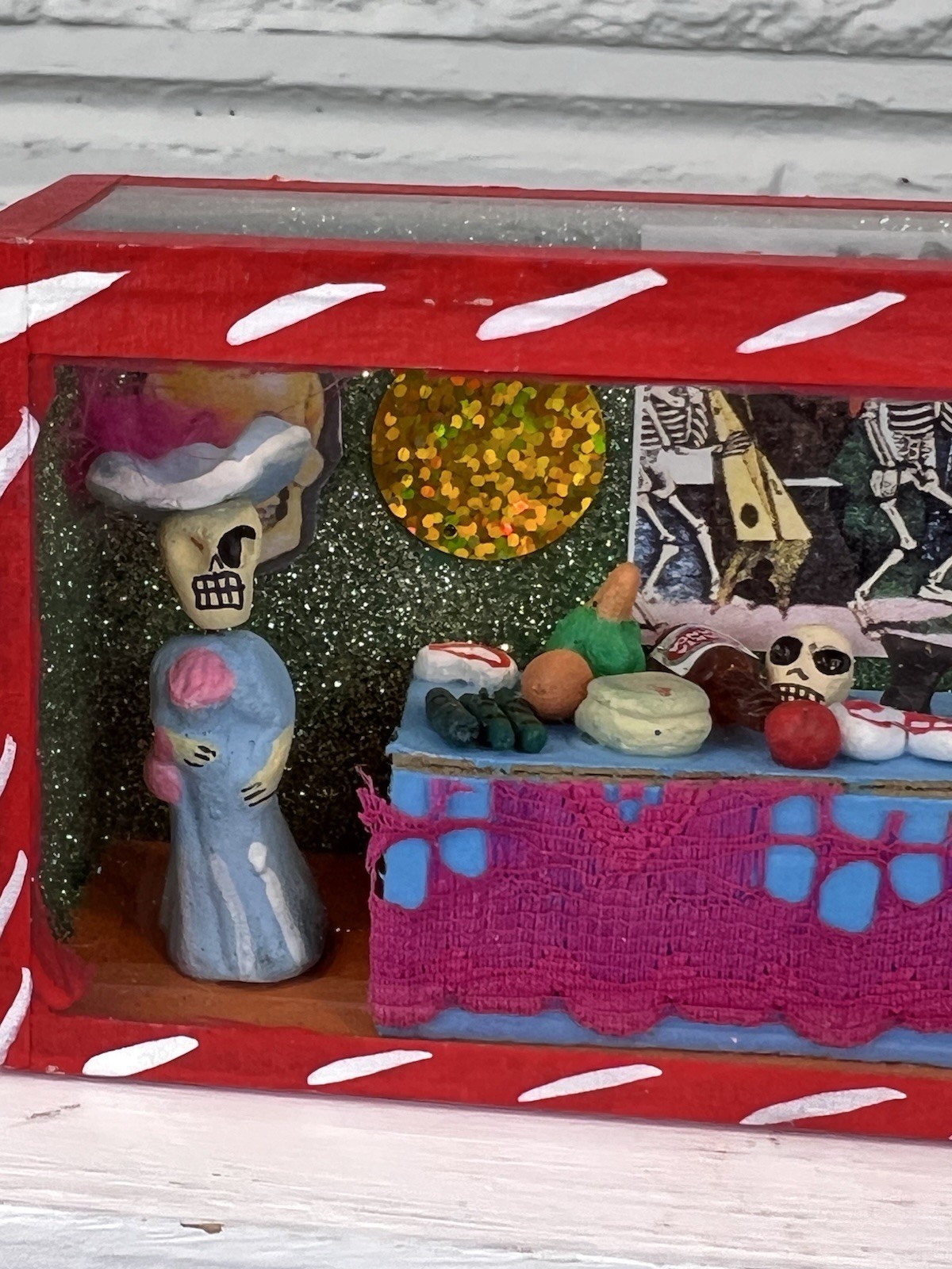 Mexican Day of the Dead Shadow Box Diorama Folk Art 2.5” by 6”