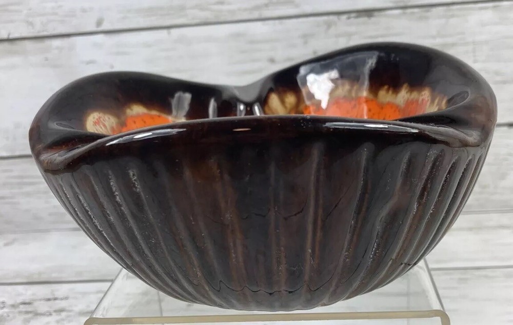Vintage Mid Century Leaf Orange and Brown