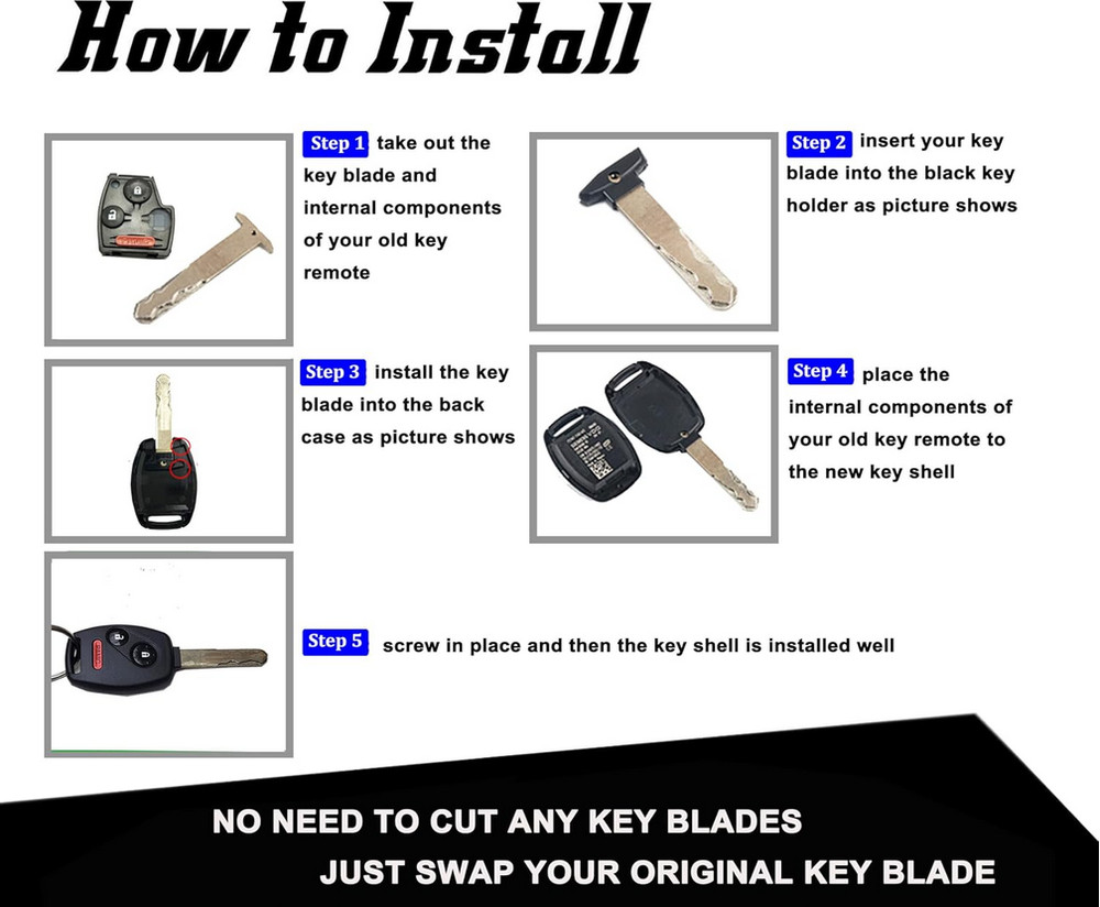 X2 DIY Repair Kit For Honda 2003-2013 Models 3 Button Remote Key Case Shell