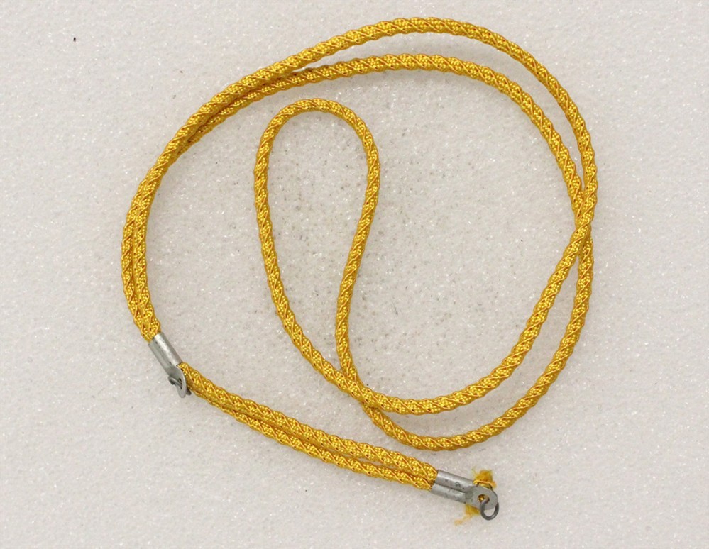 Original WWII Rayon Dog Tag Chin/Cord - fancy yellow, Cavalry