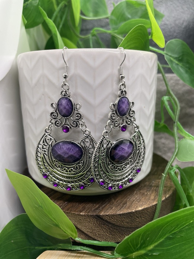 3” Silver-tone  Boho Bead Dangle Earring Set  New Free Ship B4237