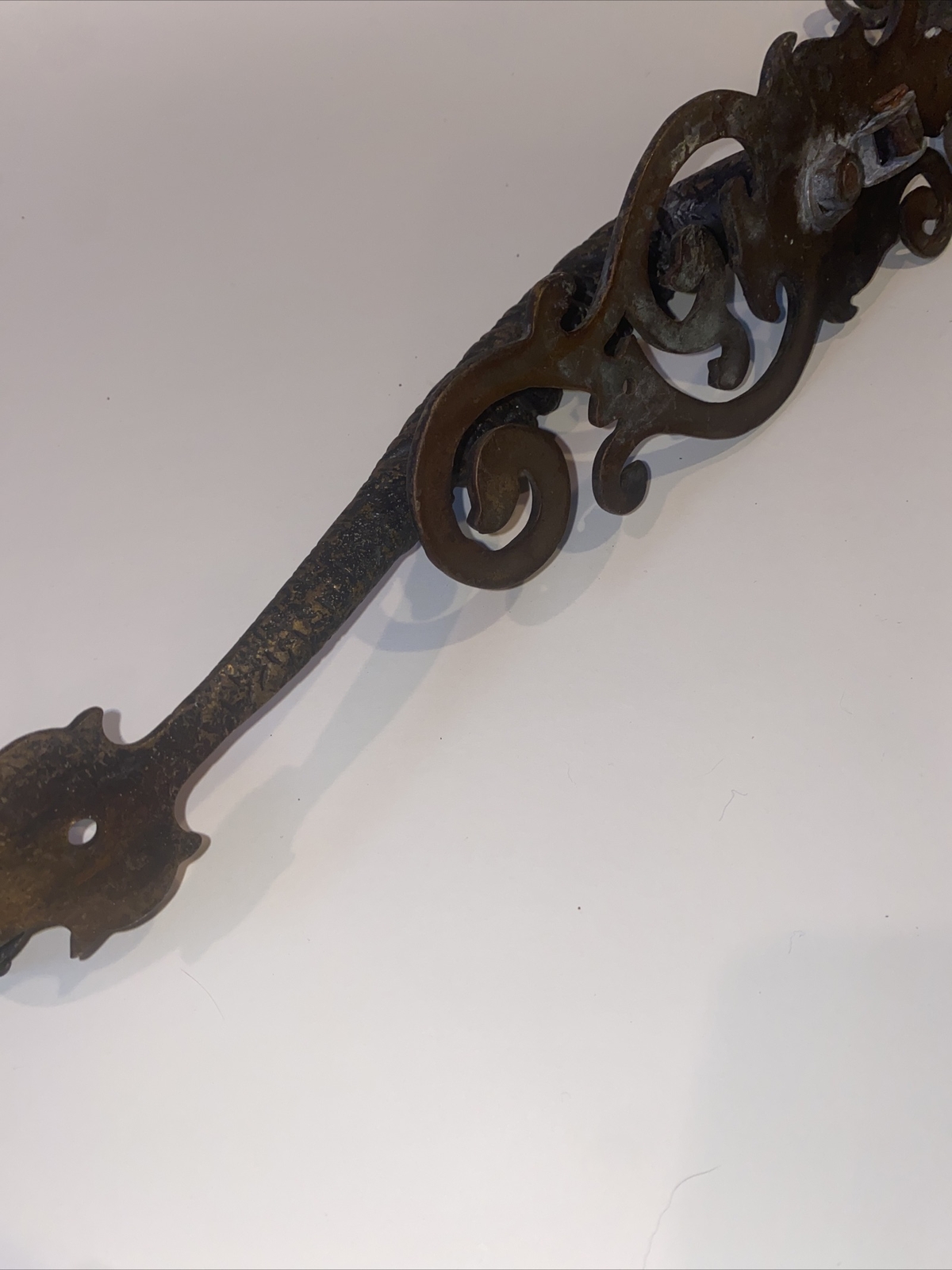 Antique Bronze/Brass Door Handle Pulls Pair Gothic Architectural Hardware 15”