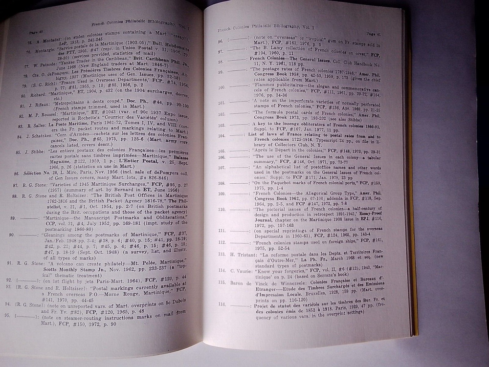 Bibliography Philatelic Literature French Colonies Protectorates Vol 1 Stamps