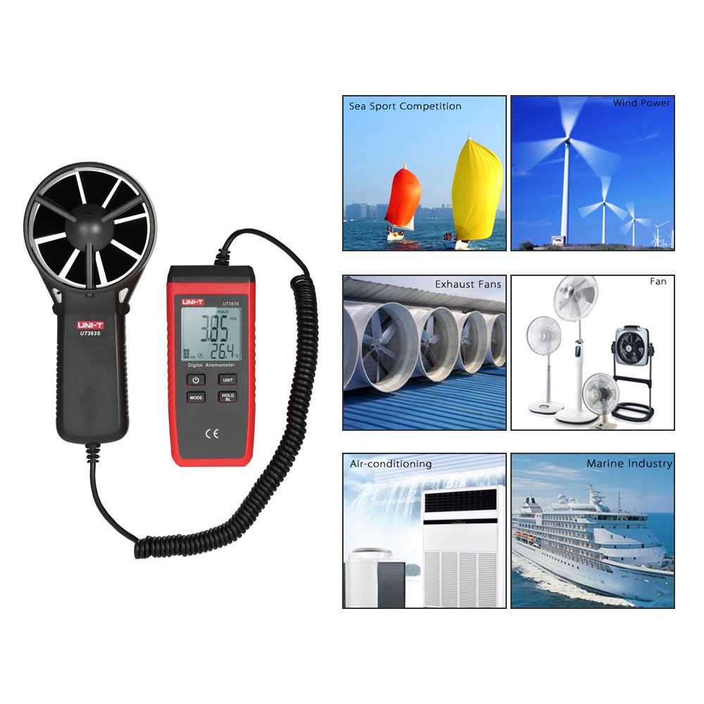 2- UT363S Mini LCD Digital Anemometer Handheld Wind Speed Meter Air