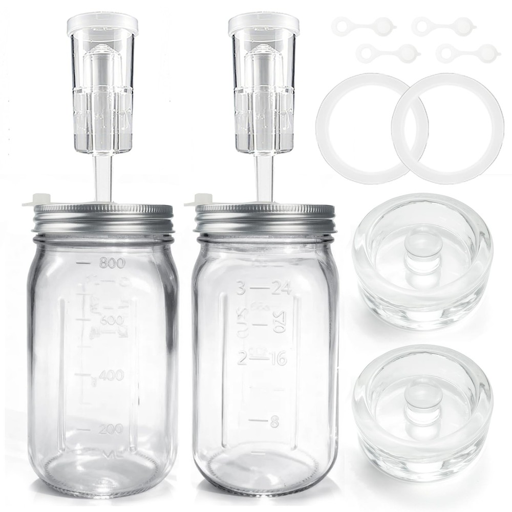 32 oz Mason Jar Fermentation Kit, 2 Pack Fermentation Jars, Fermentation Lids