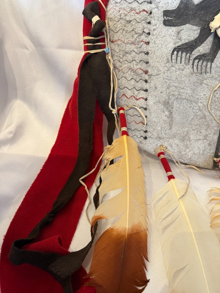 Distinctive Kiowa-Type Design Bear Shield on Buffalo Hide