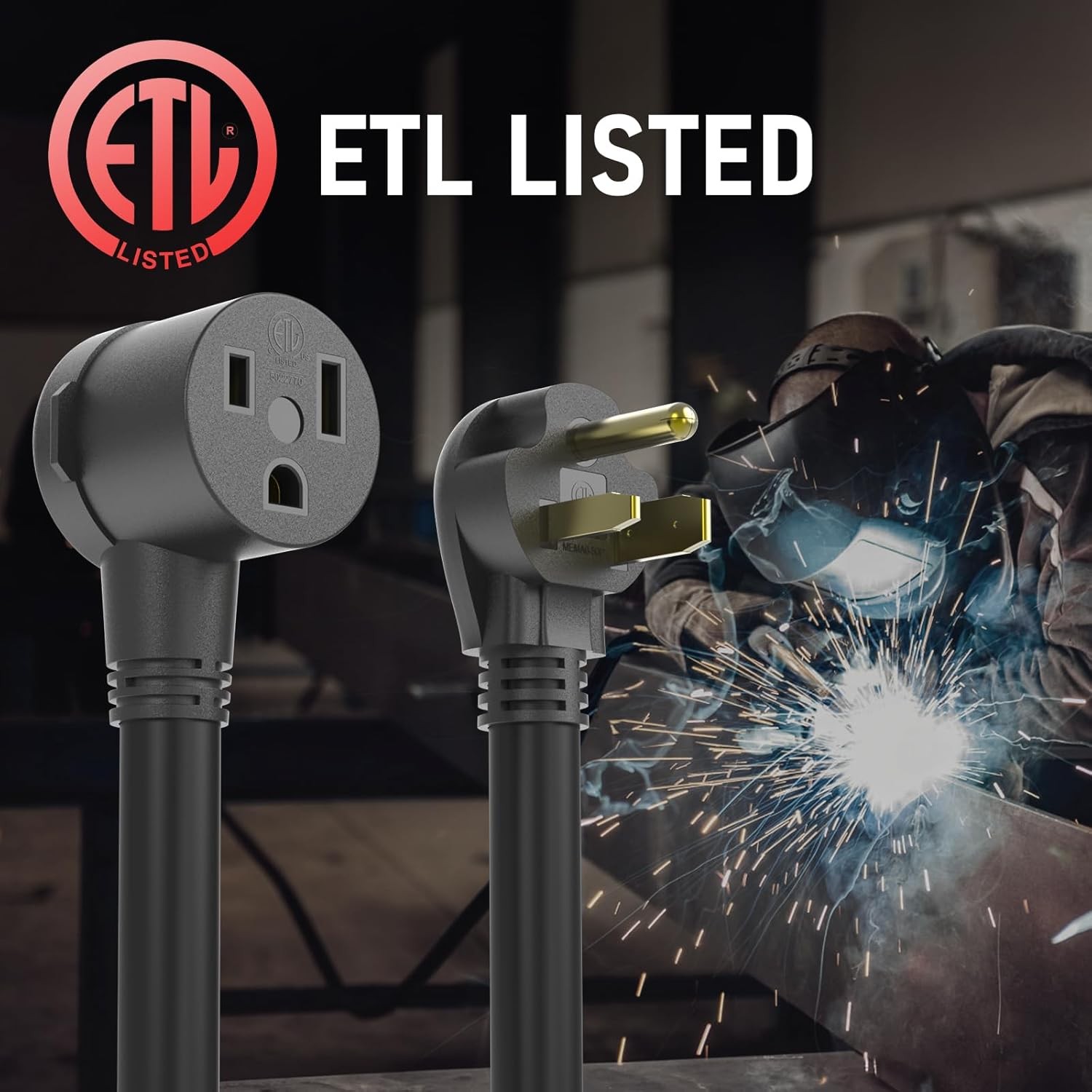 8 AWG Welder Extension Cord 15ft 250V, NEMA 6-50P to 6-50R Heavy Duty