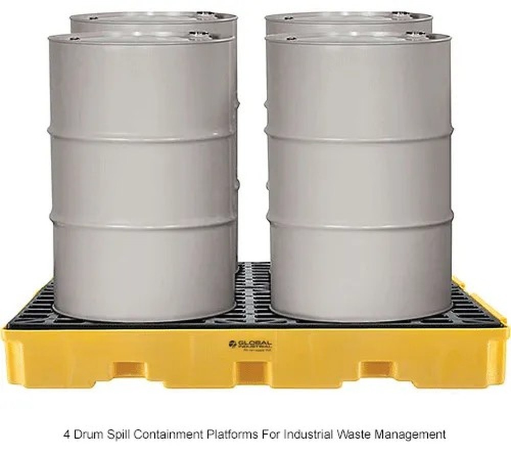 4-Drum Spill Containment Modular Platform - 2 Piece - Assembled
