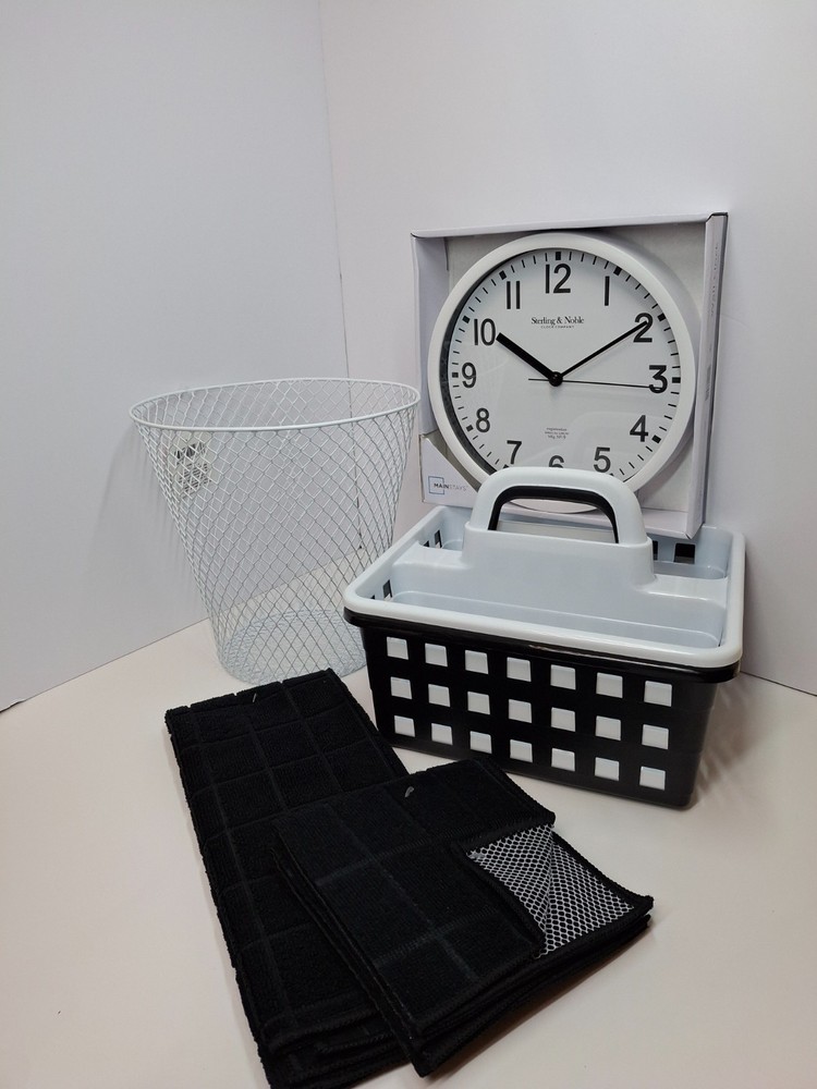 College Dorm Starter Kit – White Clock Edition | 6-Piece Essentials Bundle