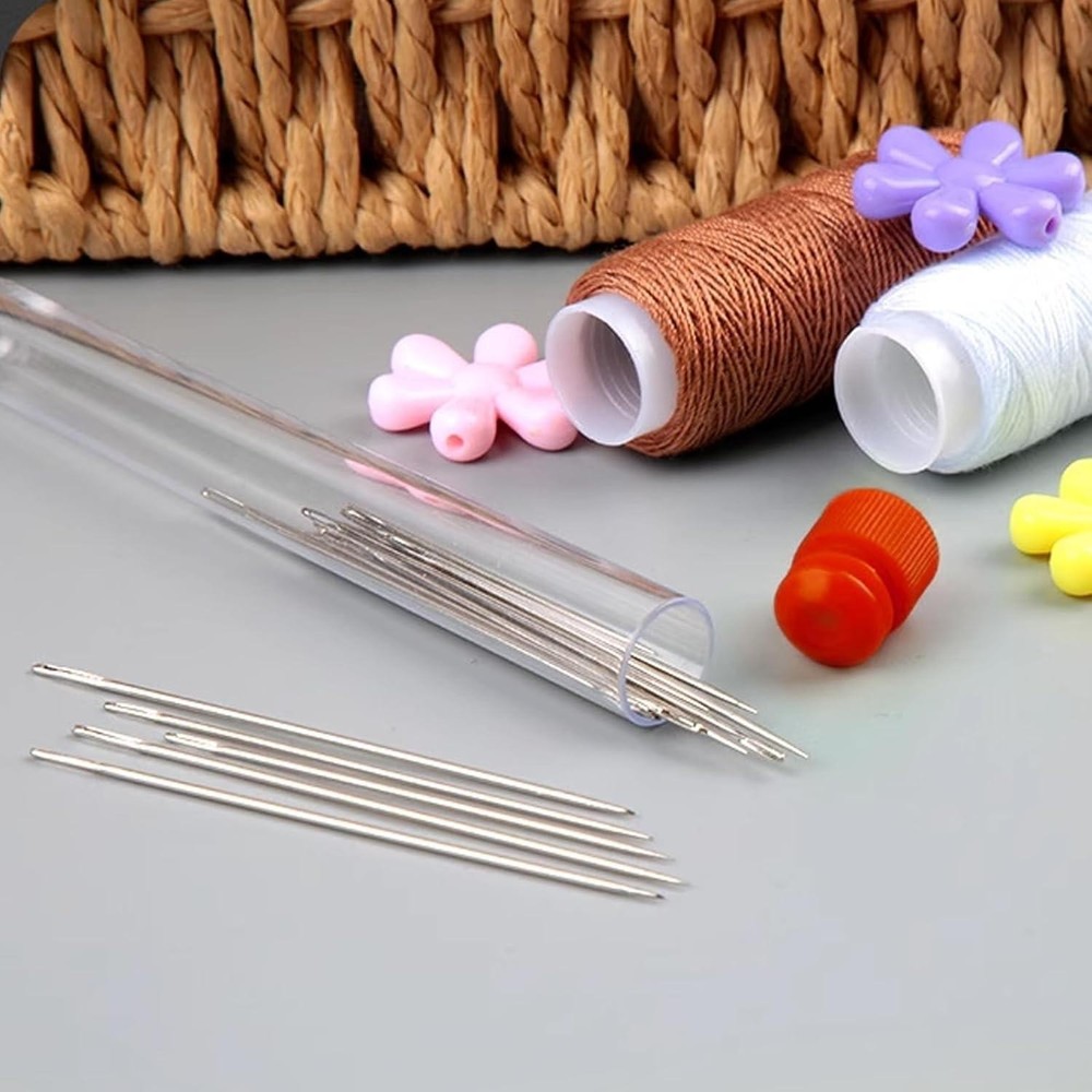 60 Pcs Large Eye Sewing Needles Set Â 3 Sizes with Threader for Hand Sewing