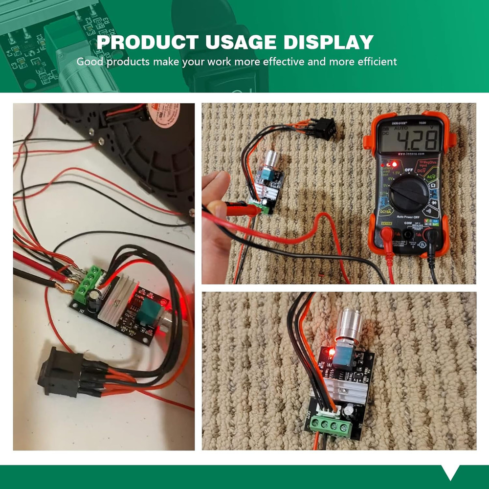 PWM DC Motor Speed Controller, 3A 80W, Reversible with Adjustable Knob