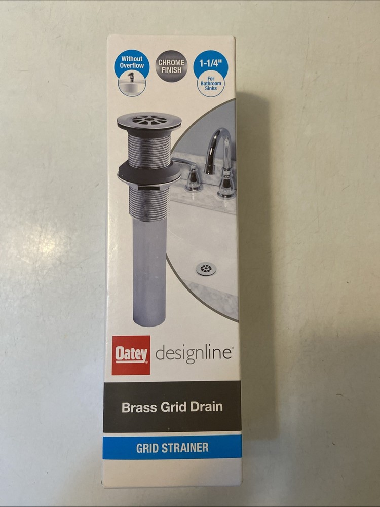 New Oatey Designline Chrome-Plated Brass Grid Drain without Overflow