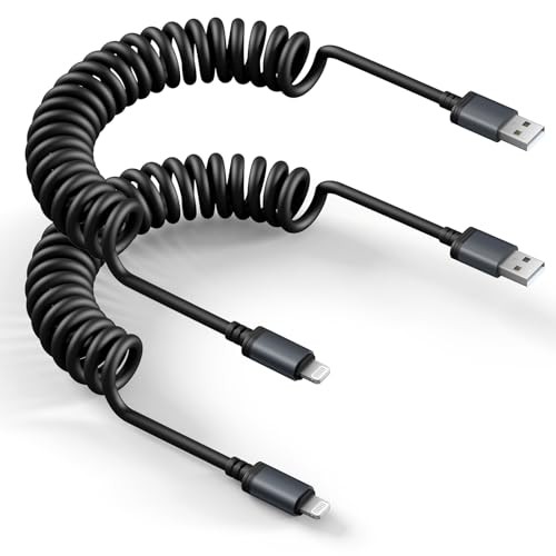Coiled USB to Lightning Cable [Apple MFi Certified], Coiled Lightning Cable