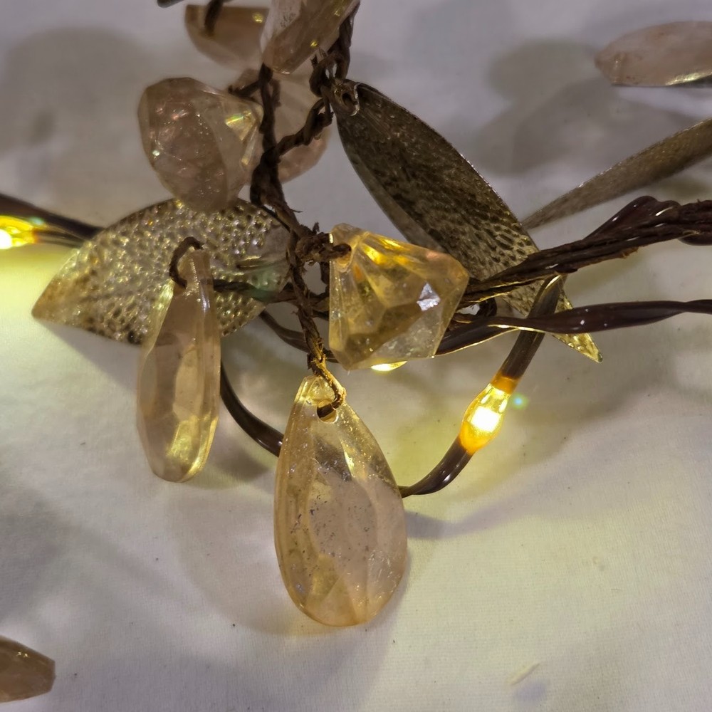 Pottery Barn Rustic Leaf String Lighted Garland 6ft Mini LED Wedding Holiday NIB