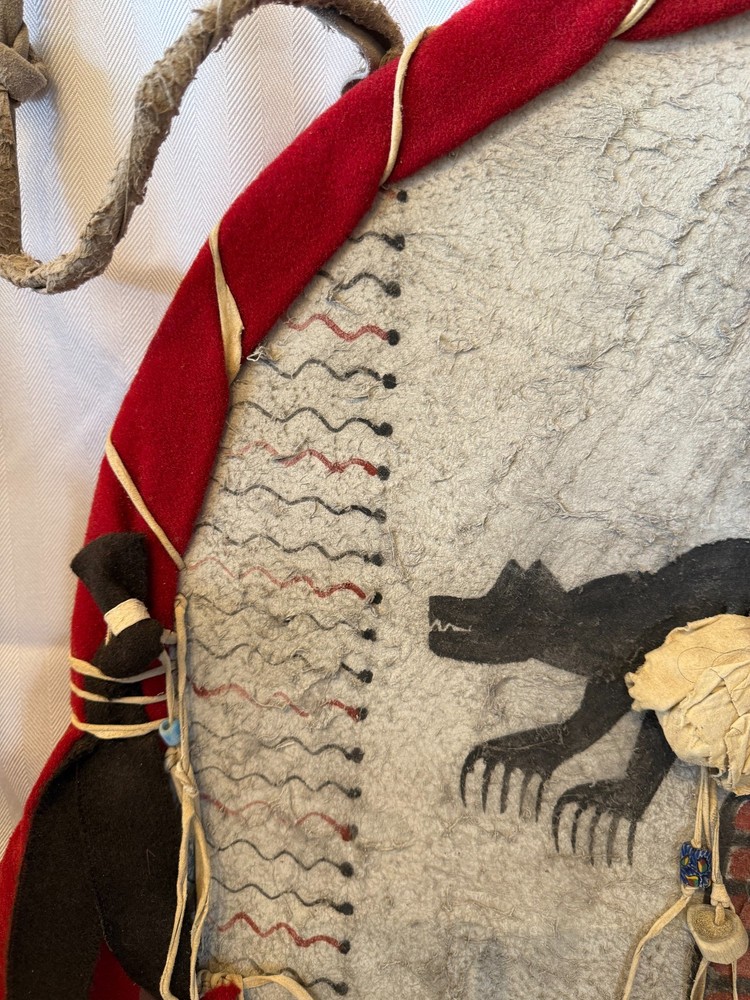 Distinctive Kiowa-Type Design Bear Shield on Buffalo Hide