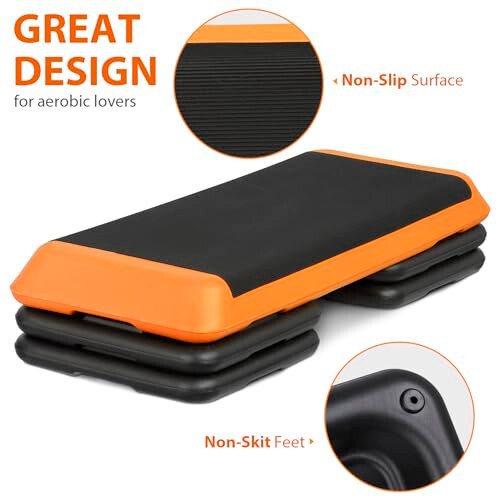 43" Workout Aerobic Exercise Step Platform, Adjustable Aerobic Steppers for Exer