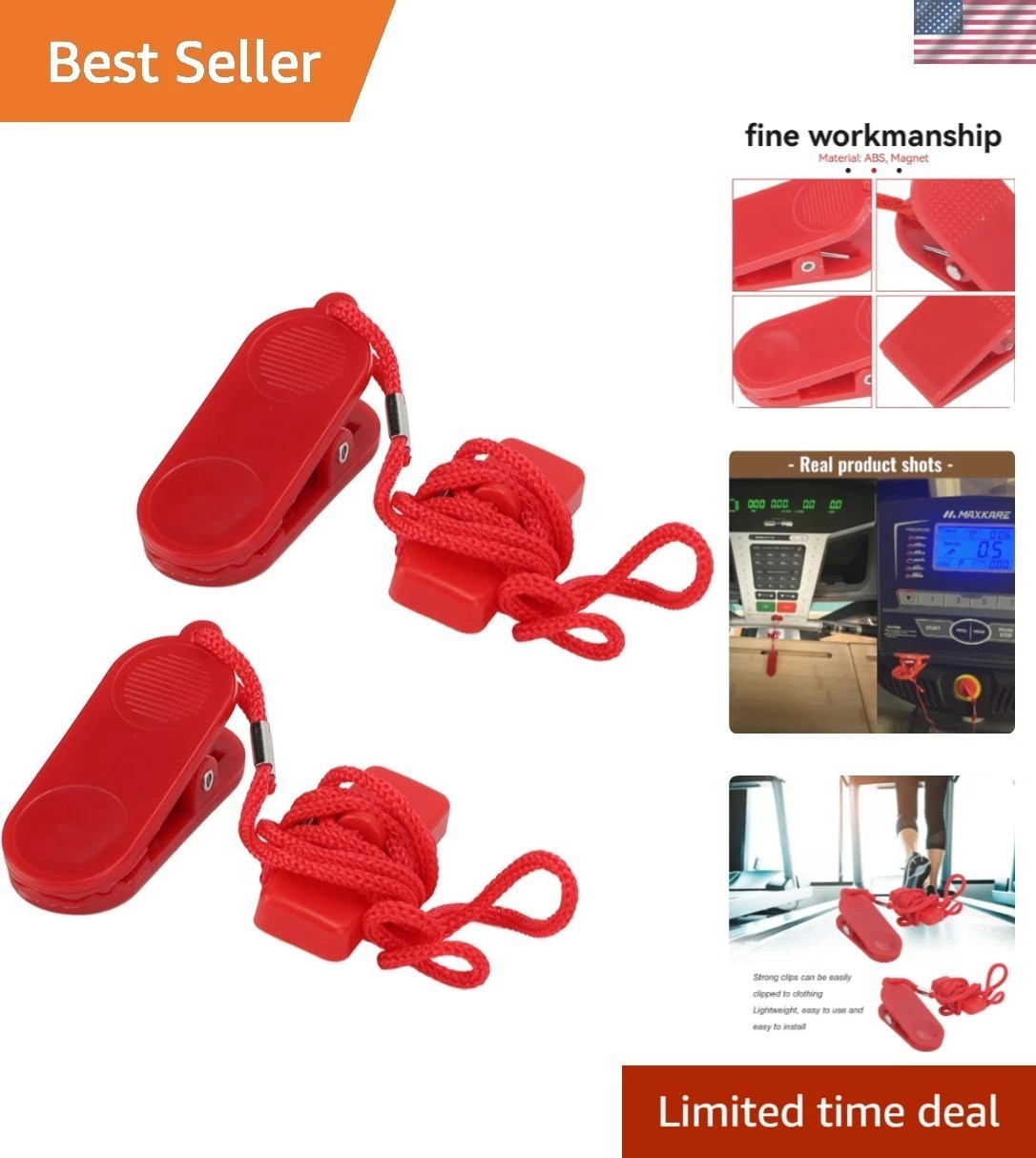 Universal Magnetic Fitness Treadmill Safety Key - Quick Installation & Secure