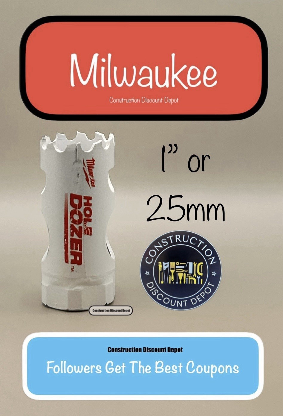 Milwaukee Hole Dozer Bi-Metal Replacement Hole Saw 1" 49-56-0043