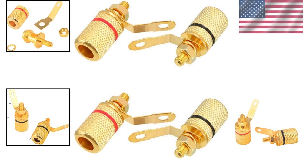 4mm Banana Jack Binding Posts - 4-Pack with Red & Black Design