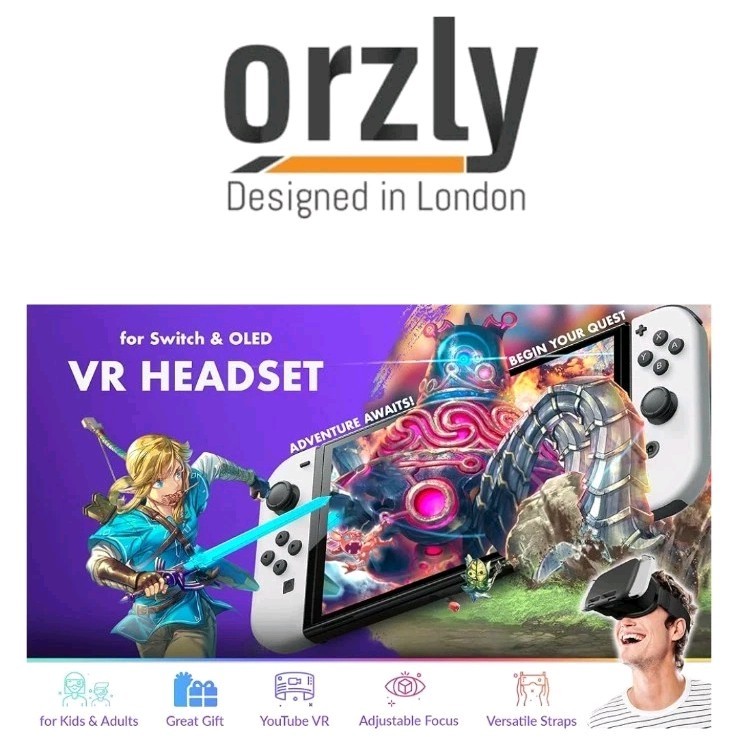 🎮 ⭐ Orzly VR Headset for Nintendo Switch & OLED – Adjustable Lens Black