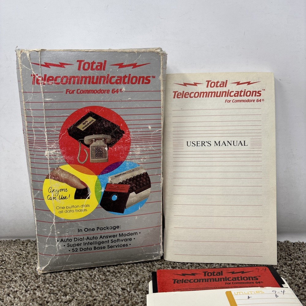 Total Telecommunications For Commodore 64 In One Package w/ Modem C64 with Box