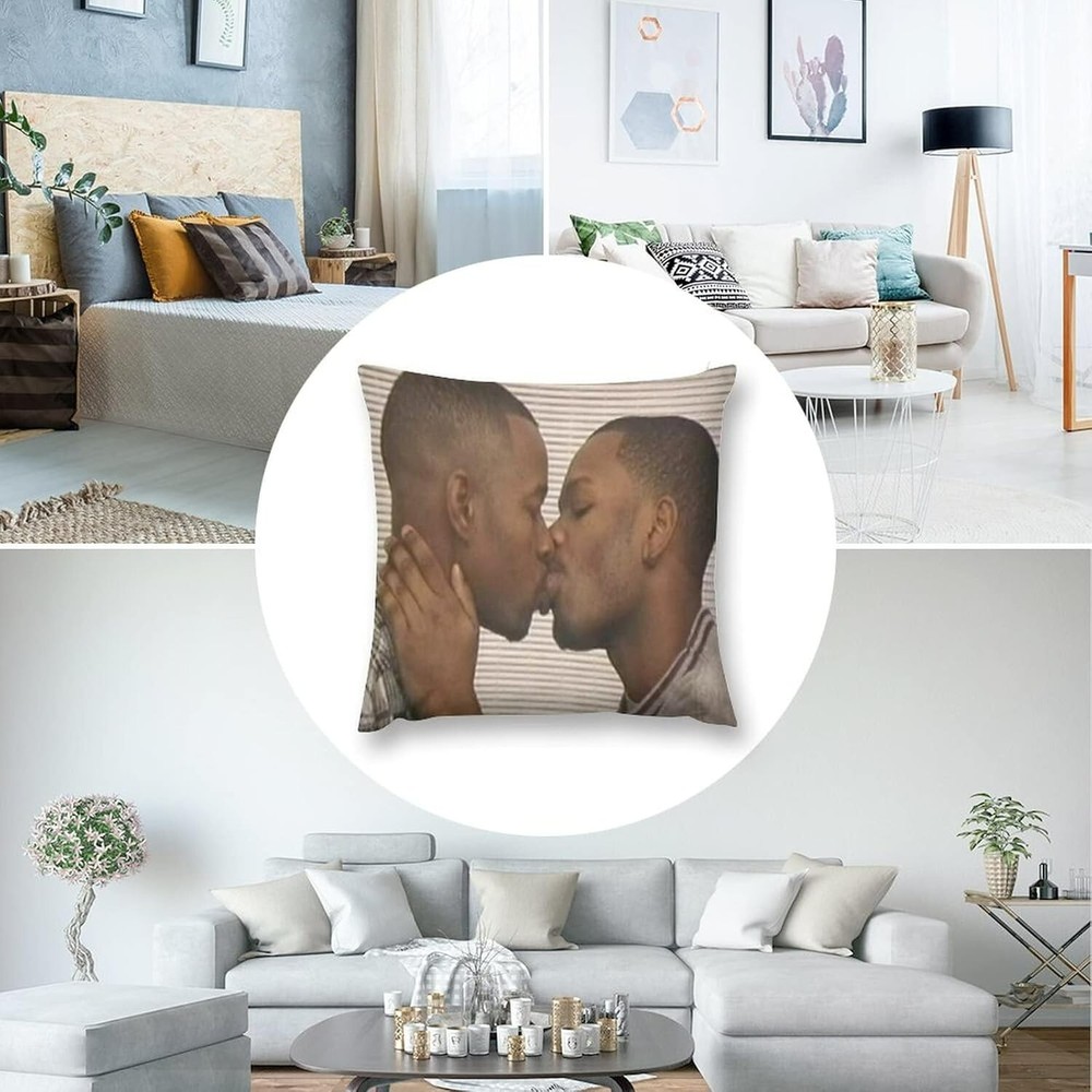 Two Men Kissing Pillowcase (Print Both Sides)