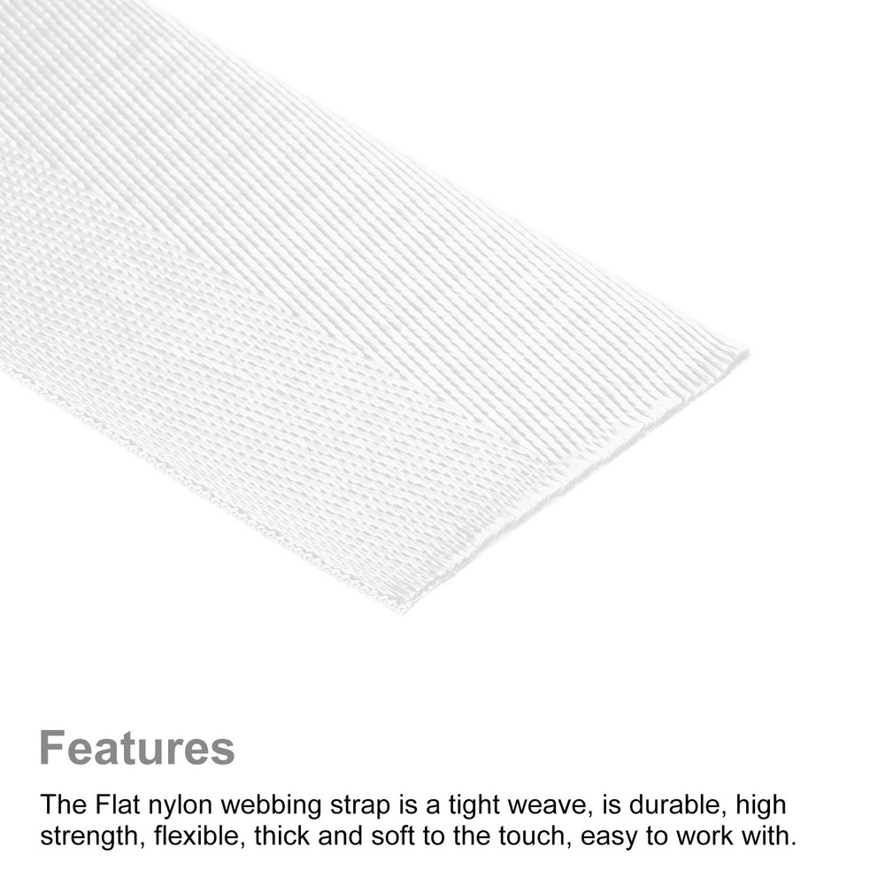 Flat Nylon Webbing Strap 2 Inch 50 Yards White for Backpack