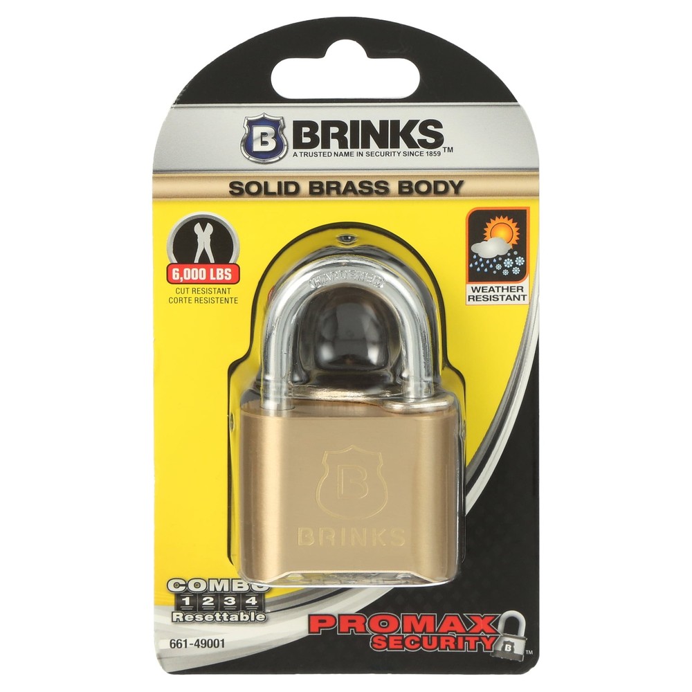 Brinks Solid Brass 50mm Resettable Combination Padlock with 1in Shackle