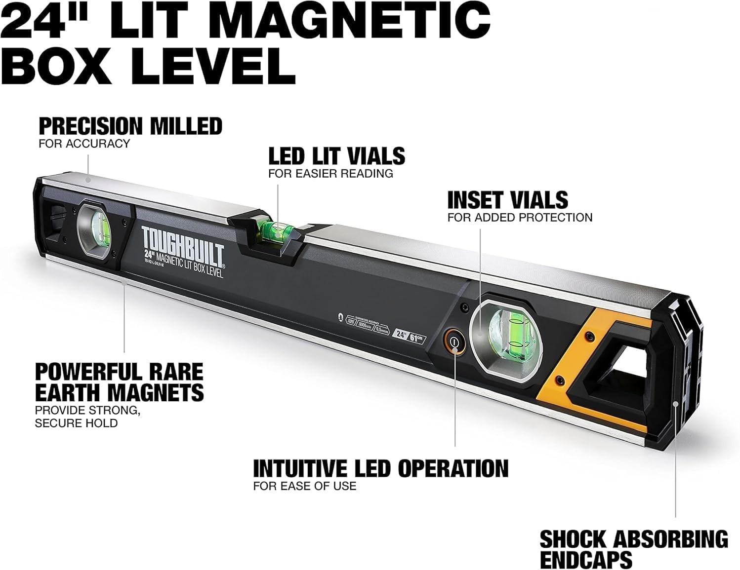 ToughBuilt – 24" Magnetic Lit Box Level