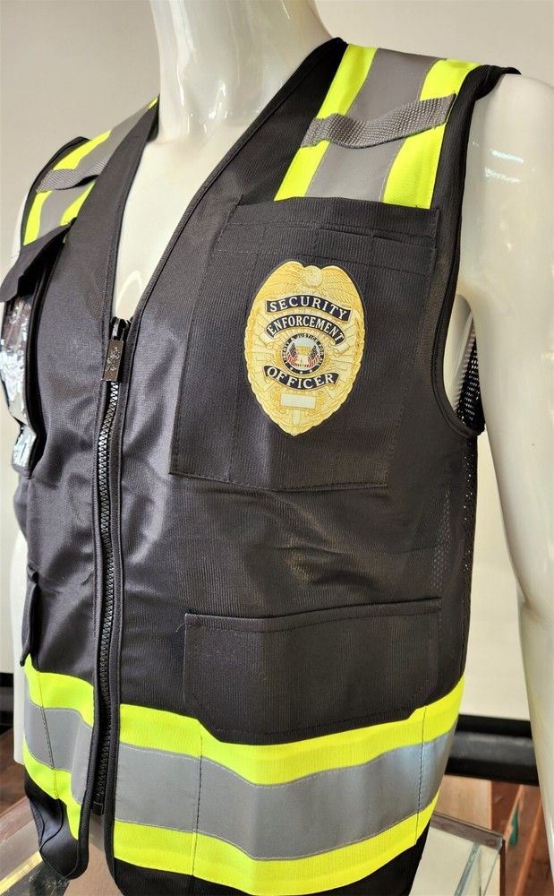 Two Tone High Visibility Reflective BLACK Security Safety Vest