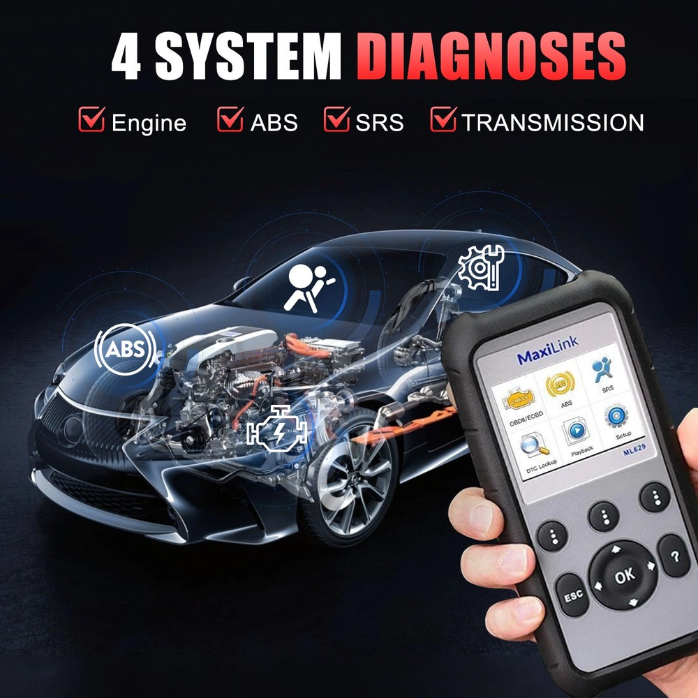Autel MaxiLink ML629 OBD2 Scanner ABS SRS Engine Transmission Auto VIN Code Read