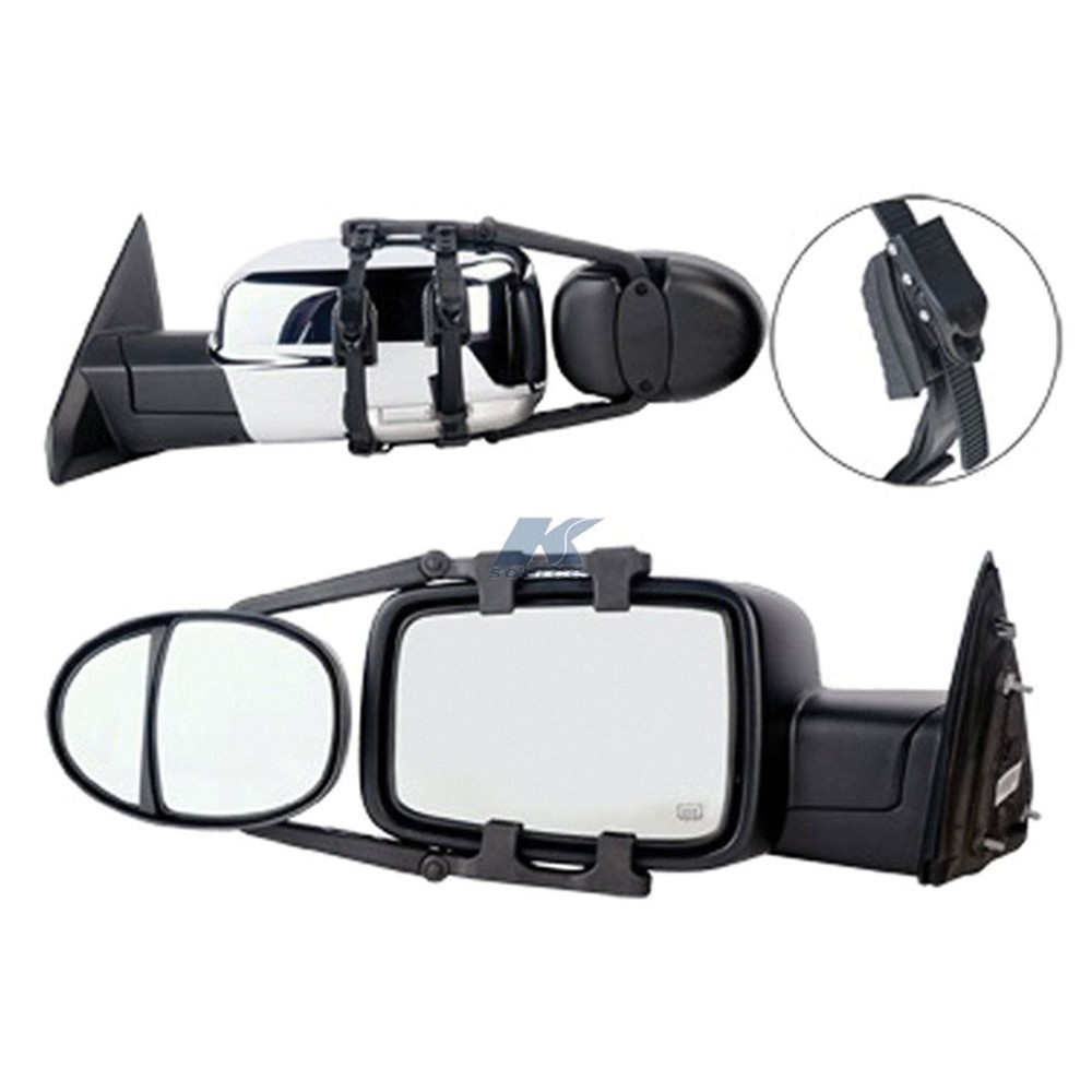 K-Source Dual Lens Towing Mirror with Ratchet Mount System Pair #3990
