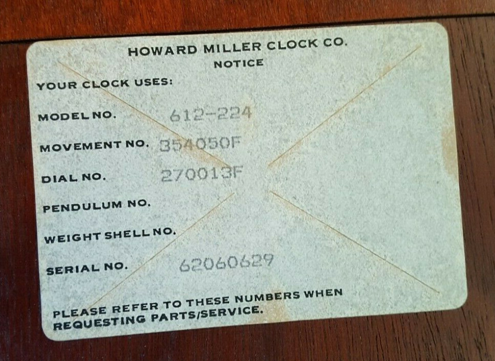 Howard Miller #612-224 Walnut Triple Chime Wall Clock
