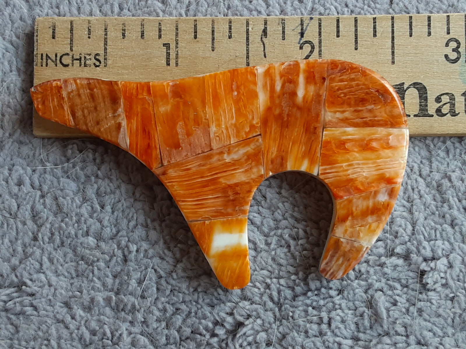 Orange Spiny Oyster Left Facing Bear Pendant 2 1/2" by 1 1/2" Make Offers!!