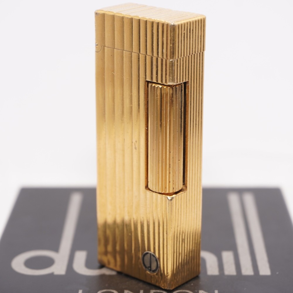 Rare Dunhill Lighter Gold Stripe Pattern-Ultrasonically cleaned_Working