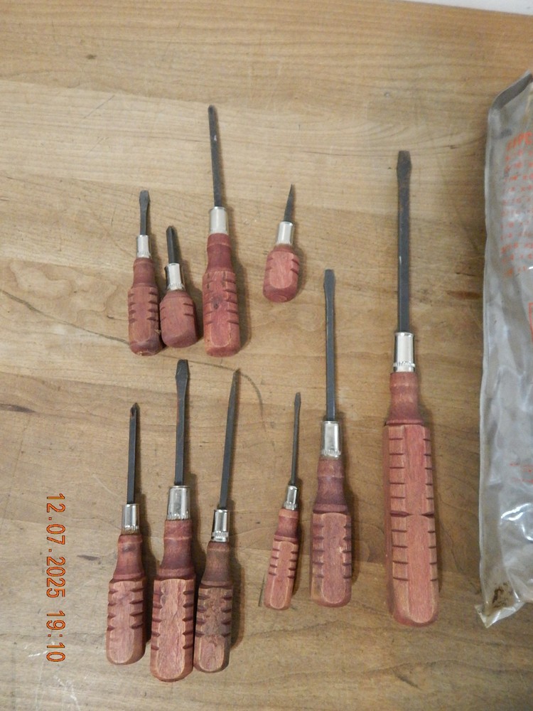 Buffalo Wood Handle Screwdriver 10 pc Set Flathead VINTAGE