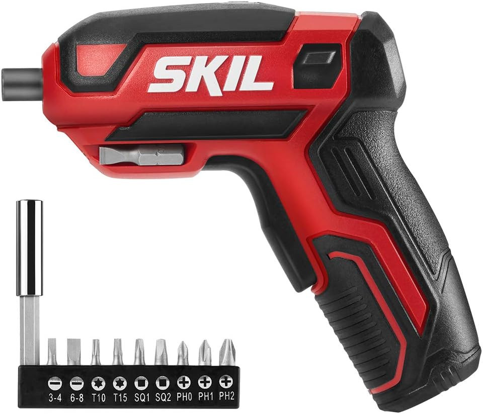 Rechargeable 4V Cordless Screwdriver Includes 9Pcs Bit, 1Pc Bit Holder, USB C...