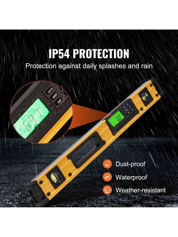 Torpedo level,24-level,featuring anLED-backlit display andbuilt-ingravity sensor