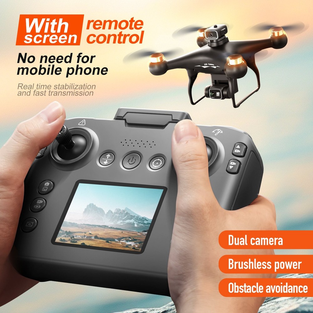 S116 GPS Drone with Screen Controller, Two-Batteries, Brushless Motor, Altitude