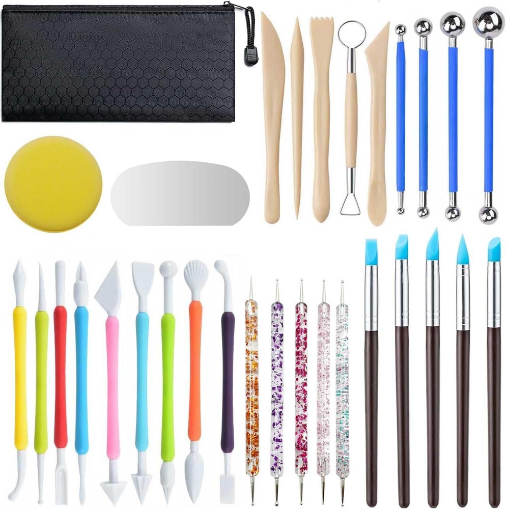 31pcs Clay Tools,Pottery Tools KitAir Dry Clay Tools,Polymer Clay Dotting Tools