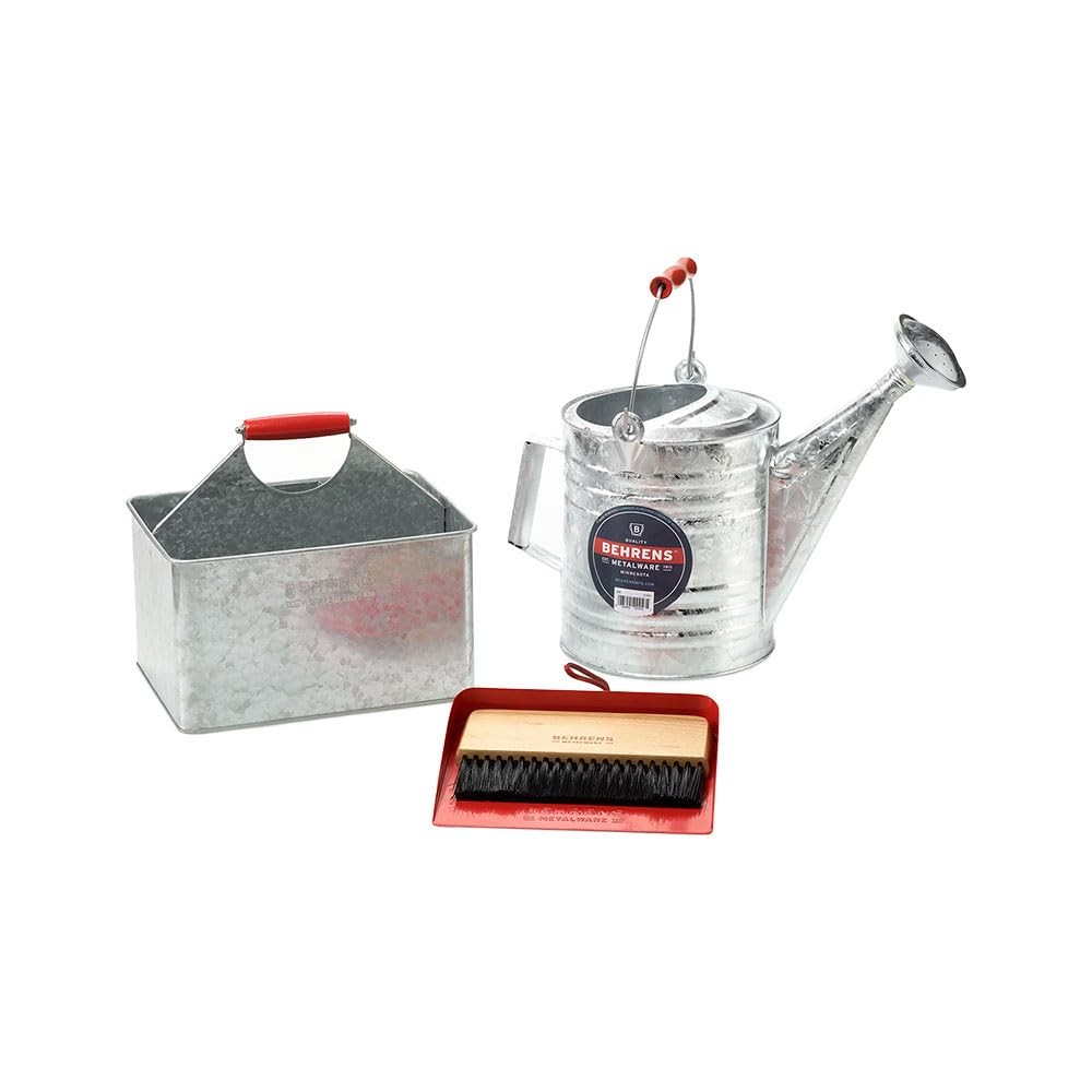 Rectangular Patitioned Cleaning Cadding – Galvanized with red Handle