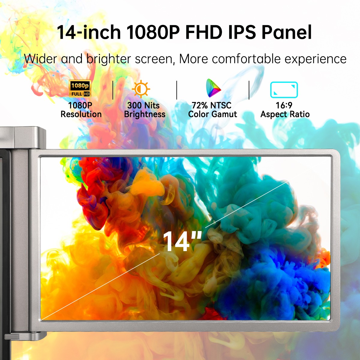 14.1 inch Portable Monitor 1080P FHD Display Laptop Dual Screen Extender