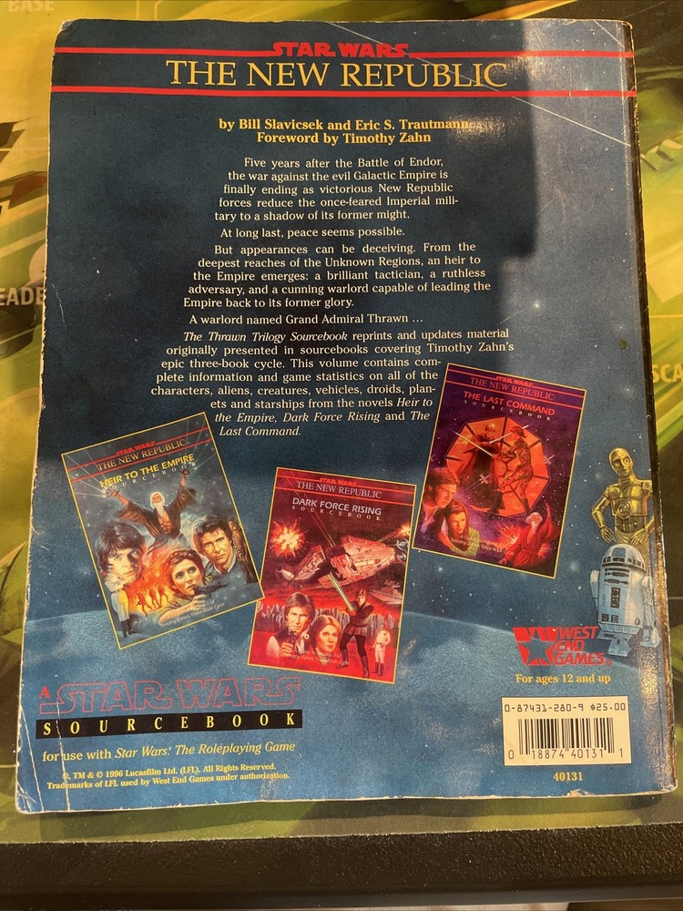 West End Star Wars RPG Thrawn Trilogy Sourcebook VG+